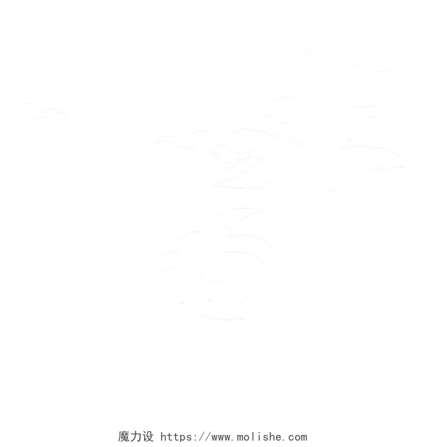 手绘卡通椰子树素材